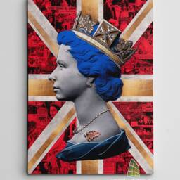 Punk Queen Liz Stamp Canvas Art Wall Graffiti Print British Union Jack Flag Picture Framed Decor -E17 - thumbnail 2