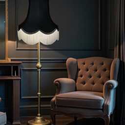 Traditional Black Fabric Lampshade Handmade For Table & Floor Standard Lamps Shades, Wall Lights, Ceiling Light Pendants - thumbnail 2