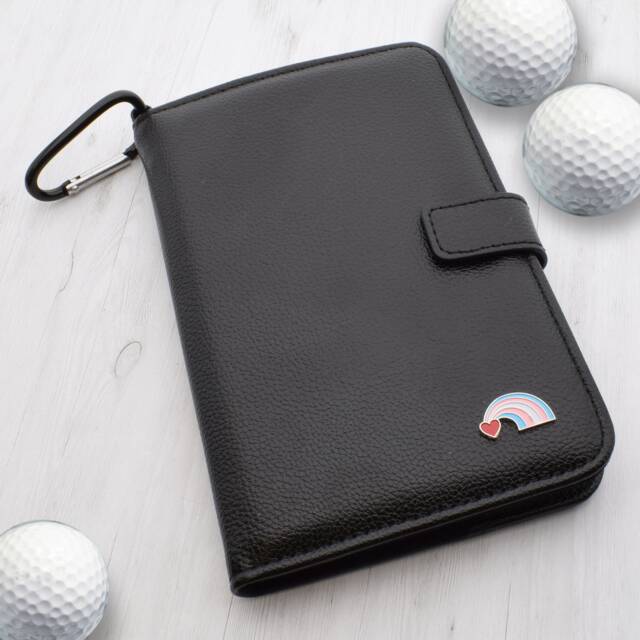 Rainbow Heart Design - Personalised Leatherette Golf Organiser Complete With Divot Repairer, Marker, Tees, Scorecard & Pencils - image 1