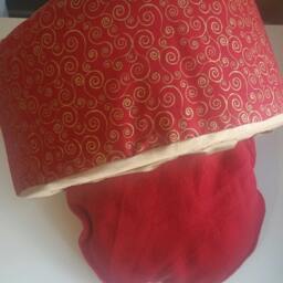 Christmas Cat Bed, House, Dog Modern, Pet Bed, Red, Gold, Squiggle Pattern - thumbnail 3
