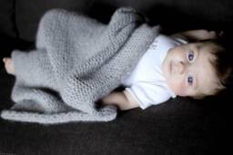 Gray Knit Baby Blanket, Unisex Luxury Alpaca Blanket - thumbnail 1