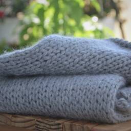 Gray Knit Baby Blanket, Unisex Luxury Alpaca Blanket - thumbnail 3