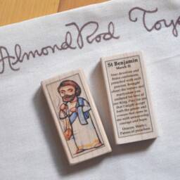 st Benjamin The Martyr Patron Saint Block With Gift Bag // Deacon, Patron Of Preachers Catholic Toys By Almondrod - thumbnail 2