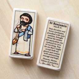 st Benjamin The Martyr Patron Saint Block With Gift Bag // Deacon, Patron Of Preachers Catholic Toys By Almondrod