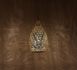 Handmade Oriental Brass Lamp, Moroccan Pendant Light, Hanging Gold Lampshade, Home Decor Lighting & Ceiling Light - thumbnail 1