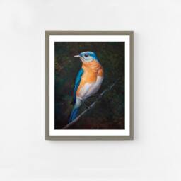 Eastern Bluebird Fine Art Print. Oil Painting Bird Artwork. Original Wildlife Home Decor. Lover Wall Poster. Living Room - thumbnail 2