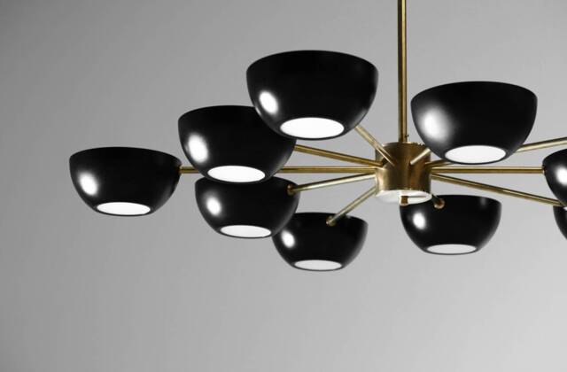Large Sputnik Chandelier Modern Italian Stilnovo Style, Brass & Steel - image 1