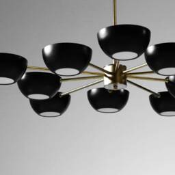 Large Sputnik Chandelier Modern Italian Stilnovo Style, Brass & Steel - thumbnail 3