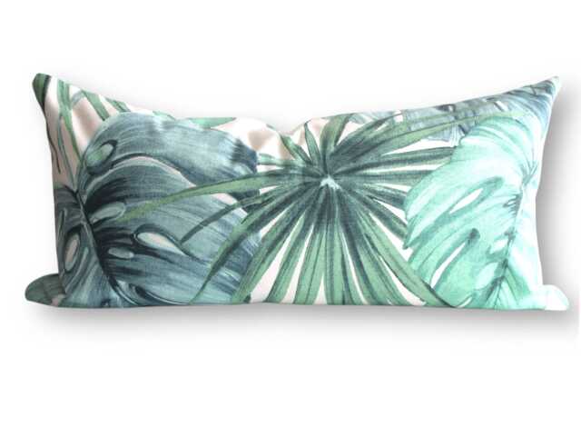 "Hermosa Green Palm Leaf Decorative Pillow Covers. Throw Size 12"" X 24" - image 1