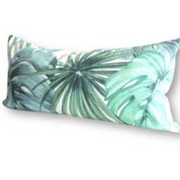 "Hermosa Green Palm Leaf Decorative Pillow Covers. Throw Size 12"" X 24" - thumbnail 3