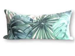 "Hermosa Green Palm Leaf Decorative Pillow Covers. Throw Size 12"" X 24" - thumbnail 1