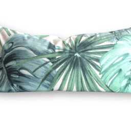 "Hermosa Green Palm Leaf Decorative Pillow Covers. Throw Size 12"" X 24" - thumbnail 2