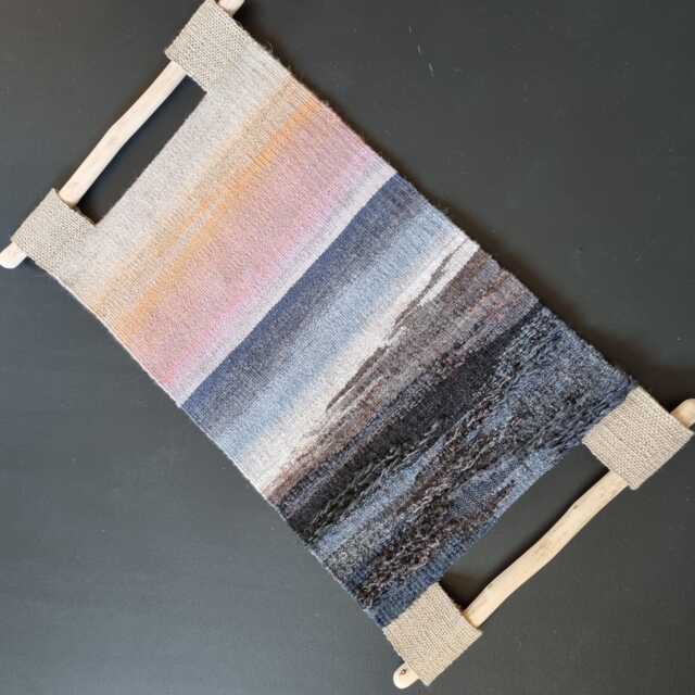 Handwoven Sea Tapestry, Linen & Wool Wall Hanging, Textured Fibre Art - image 1