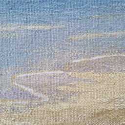 Handwoven Sea Tapestry, Summer Beach, Linen & Wool Wall Hanging, Textured Fibre Art - thumbnail 3