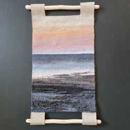 Handwoven Sea Tapestry, Linen & Wool Wall Hanging, Textured Fibre Art - thumbnail 2