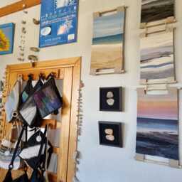 Handwoven Sea Tapestry, Linen & Wool Wall Hanging, Textured Fibre Art - thumbnail 3