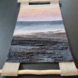 Handwoven Sea Tapestry, Linen & Wool Wall Hanging, Textured Fibre Art - thumbnail 4