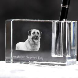 Anatolian Shepherd , Crystal Pen Holder With Dog, Souvenir, Decoration, Limited Edition, Collection - thumbnail 2
