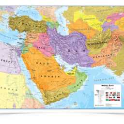 Extra Large Middle East Political Map - Laminated Wall Art - 48x36 Inches - thumbnail 3