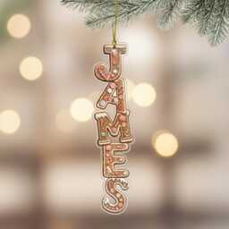 Personalised Gingerbread Name Ornament - Custom Vertical Christmas Decoration, Kids Ornament, Holiday Cookie Keepsake Gift - thumbnail 3