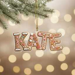 Personalised Gingerbread Name Ornament - Custom Vertical Christmas Decoration, Kids Ornament, Holiday Cookie Keepsake Gift - thumbnail 4