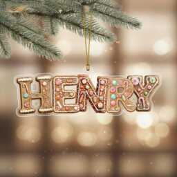 Personalised Gingerbread Name Ornament - Custom Vertical Christmas Decoration, Kids Ornament, Holiday Cookie Keepsake Gift - thumbnail 2