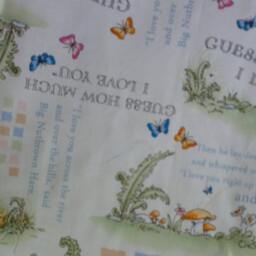 Unfinished Quilt Top Ready To Lap Throw Baby Blanket Guess How Much I Love You Bunny Pastel Pink Blue Green Yellow - thumbnail 4