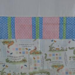 Unfinished Quilt Top Ready To Lap Throw Baby Blanket Guess How Much I Love You Bunny Pastel Pink Blue Green Yellow - thumbnail 3