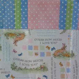 Unfinished Quilt Top Ready To Lap Throw Baby Blanket Guess How Much I Love You Bunny Pastel Pink Blue Green Yellow - thumbnail 2