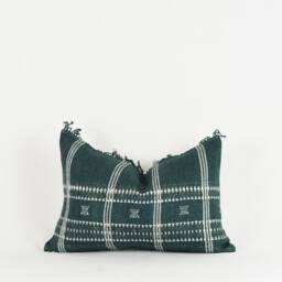 Merida - Green Gray Wool Fringe Pillow Cover - thumbnail 2