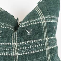 Merida - Green Gray Wool Fringe Pillow Cover - thumbnail 3