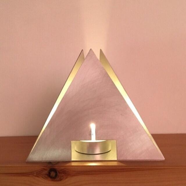 Open Tetrahedron - Pyramid Metal Tea Light Holder Lantern - image 1