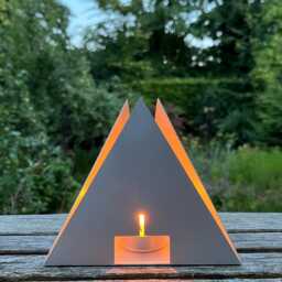 Open Tetrahedron - Pyramid Metal Tea Light Holder Lantern - thumbnail 2