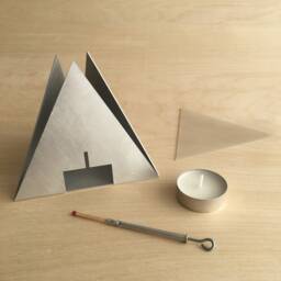 Open Tetrahedron - Pyramid Metal Tea Light Holder Lantern - thumbnail 3