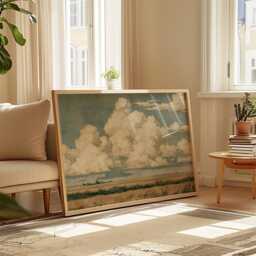 Prairie Cloud Poster, Golden Field Print, Landscape Wall Art, Paper - thumbnail 3