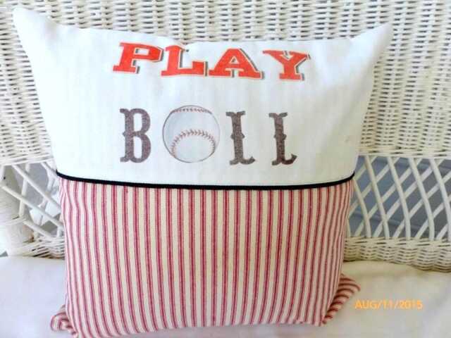 Play Ball Baseball Pillow, Sports Pillow, Boys Room Decor - image 1