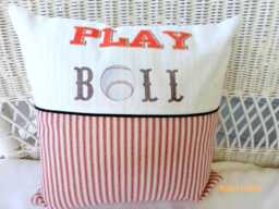Play Ball Baseball Pillow, Sports Pillow, Boys Room Decor - thumbnail 1