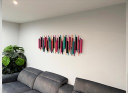 Multicolour Wall Sculpture - Abstract Modern Wood Art - thumbnail 1