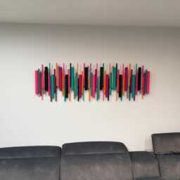 Multicolour Wall Sculpture - Abstract Modern Wood Art - thumbnail 3