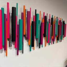 Multicolour Wall Sculpture - Abstract Modern Wood Art - thumbnail 2