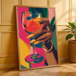 Cocktail & Gold Jewelry Art Print Boho Afrocentric Decor - Poster Only - thumbnail 3