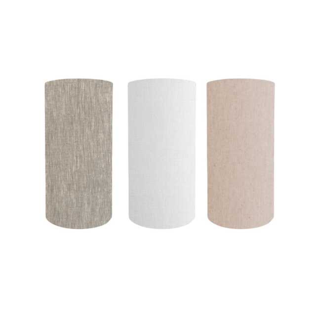 Tall Cylindrical Drum Lamp Shade, Neutral Fabric, Design, White, Linen, Beige - image 1
