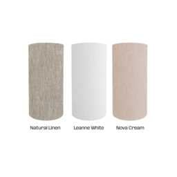 Tall Cylindrical Drum Lamp Shade, Neutral Fabric, Design, White, Linen, Beige - thumbnail 2