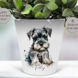 Personalised Schnauzer Plant Pot - Dog Pen/Makeup Brushes Holder Pet Memorial Kepsake - thumbnail 3