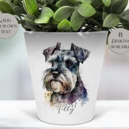 Personalised Schnauzer Plant Pot - Dog Pen/Makeup Brushes Holder Pet Memorial Kepsake - thumbnail 2