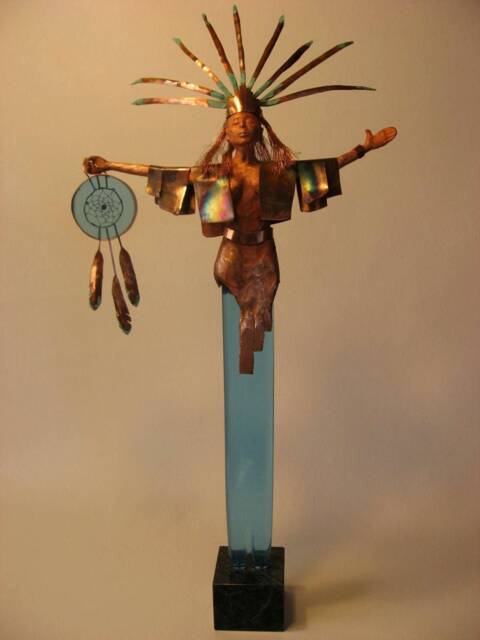 Dream Catcher Goddess Sculpture, Lucite & Copper, John Gutierrez Art - image 1