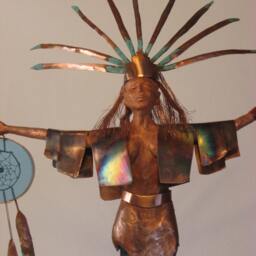 Dream Catcher Goddess Sculpture, Lucite & Copper, John Gutierrez Art - thumbnail 2