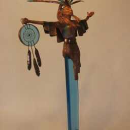 Dream Catcher Goddess Sculpture, Lucite & Copper, John Gutierrez Art - thumbnail 4