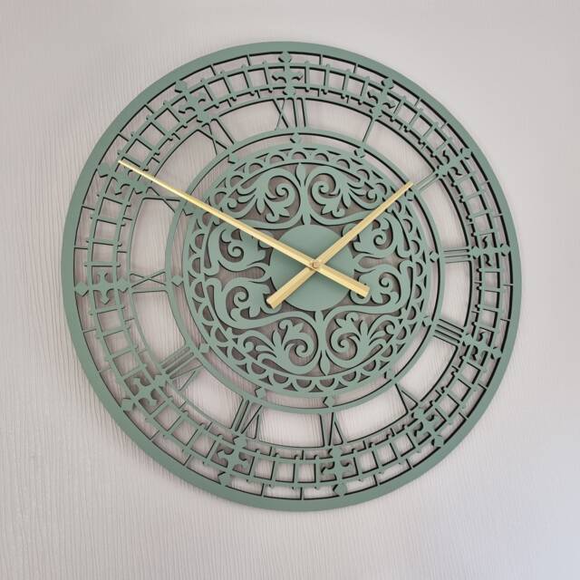 Large Wall Clock 55cm Any Colour Silent Nonticking Roman Numerals Oversize Wooden Ornament Gift - image 1