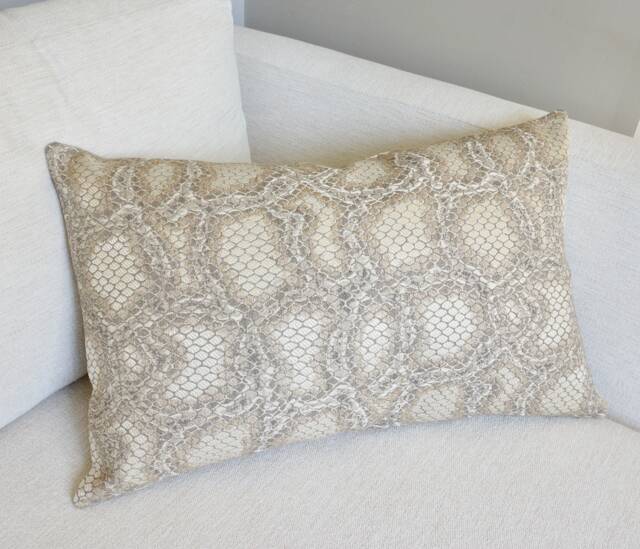 Snakeskin Pillow Cover Grey Beige Woven Jacquard, Wesley Mancini Design - image 1